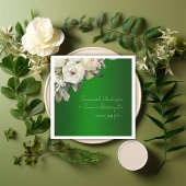 Serviette En Papier Emerald Elegance et White Rose Mariage