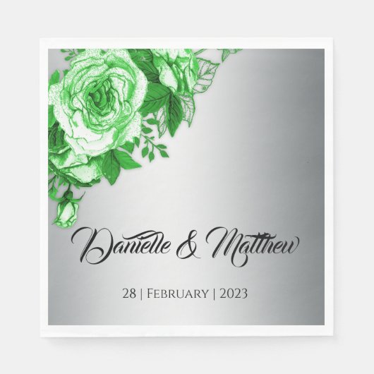 Serviette En Papier Emerald Elegance Silver Mariage (Devant)
