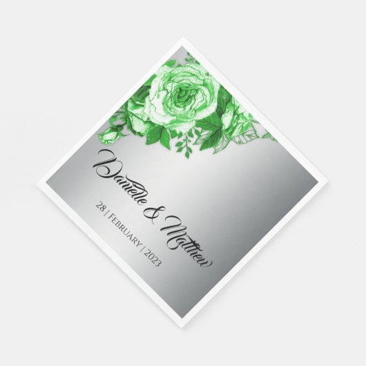 Serviette En Papier Emerald Elegance Silver Mariage (Coin)
