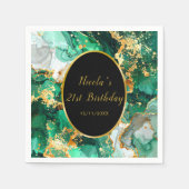 Serviette En Papier Emerald Green and Gold Marble Agate Birthday Party (Devant)