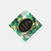Serviette En Papier Emerald Green and Gold Marble Agate Birthday Party (Coin)
