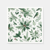 Serviette En Papier Emerald Green Birds and Boughs Holiday (Devant)