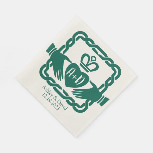Serviette En Papier Emerald Green Celtic Knot Claddagh Mariage (Coin)