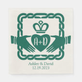 Serviette En Papier Emerald Green Celtic Knot Claddagh Mariage (Devant)
