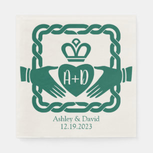 Serviette En Papier Emerald Green Celtic Knot Claddagh Mariage