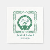 Serviette En Papier Emerald Green Celtic Knot Claddagh Mariage (Devant)