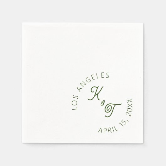 Serviette En Papier Emerald Green Cocktail Mariage Napkin (Devant)