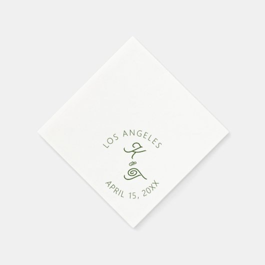 Serviette En Papier Emerald Green Cocktail Mariage Napkin (Coin)