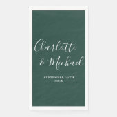 Serviette En Papier Emerald Green Elegant Signature Script Mariage (Devant)