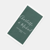 Serviette En Papier Emerald Green Elegant Signature Script Mariage (Coin)