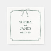Serviette En Papier Emerald Green Elegant Whimsical Simple Bow Mariage (Devant)
