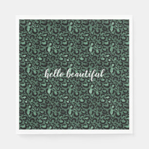 Serviette En Papier Emerald Green Empreinte de léopard