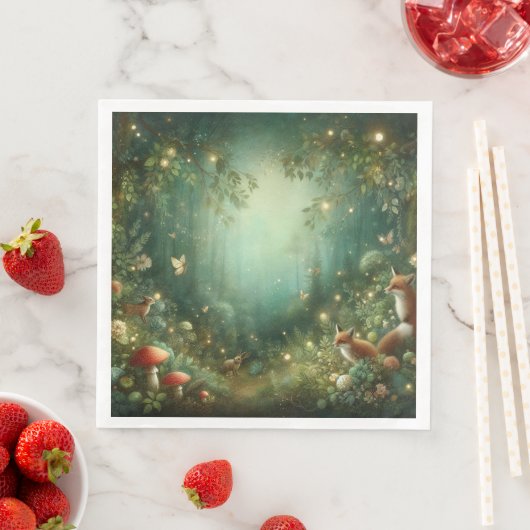Serviette En Papier Emerald Green Enchanted Forest (En situation)