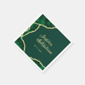 Serviette En Papier Emerald Green et Gold Agate Mariage élégant (Coin)