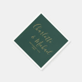 Serviette En Papier Emerald Green Et Gold Elegant Mariage Signature (Coin)