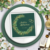 Serviette En Papier Emerald Green et Gold Eucalyptus Mariage élégant