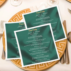 Serviette En Papier Emerald Green et Gold Script Mariage Fun Fun Fun F