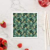 Serviette En Papier Emerald Green et Mariage Gold (En situation)