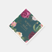 Serviette En Papier Emerald Green et or Mariage Floral Napkins (Coin)