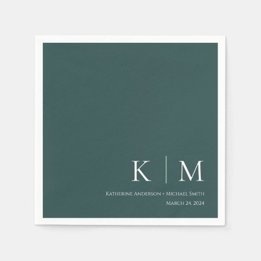 Serviette En Papier Emerald Green et White-Mariage- (Devant)