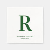Serviette En Papier Emerald Green et White Mariage Monogramme Moderne (Devant)