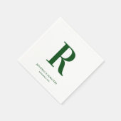 Serviette En Papier Emerald Green et White Mariage Monogramme Moderne (Coin)