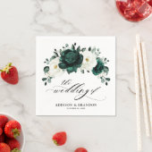 Serviette En Papier Emerald Green Eucalyptus Blanc Floral Mariage (En situation)