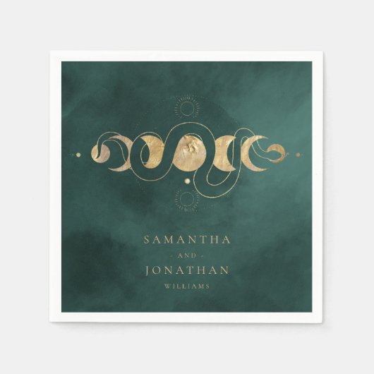 Serviette En Papier Emerald Green & Faux Gold Tarot Mariage céleste (Devant)