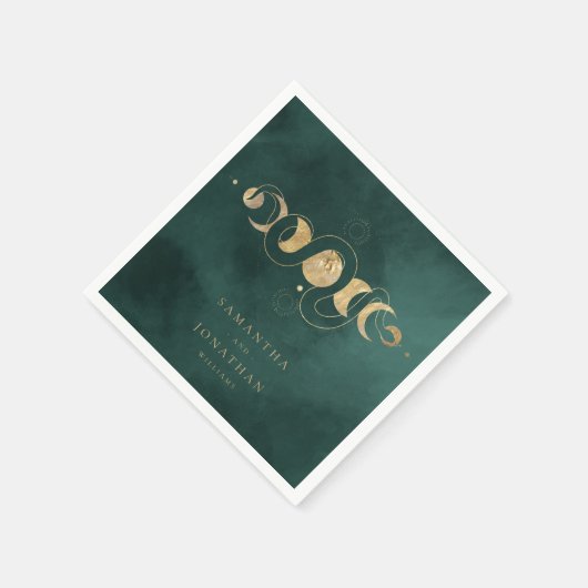 Serviette En Papier Emerald Green & Faux Gold Tarot Mariage céleste (Coin)