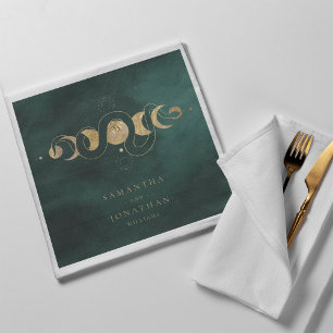 Serviette En Papier Emerald Green & Faux Gold Tarot Mariage céleste