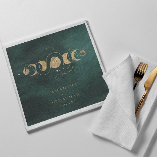Serviette En Papier Emerald Green & Faux Gold Tarot Mariage céleste