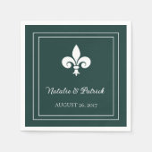 Serviette En Papier Emerald Green Fleur de Lis Papier Mariage (Devant)