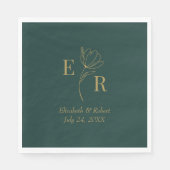 Serviette En Papier Emerald Green Floral Mariage (Devant)