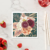 Serviette En Papier Emerald Green Floral Mariage (En situation)