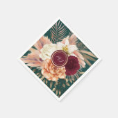 Serviette En Papier Emerald Green Floral Mariage (Coin)