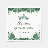 Serviette En Papier Emerald Green Floral Quinceanera Anniversaire (Devant)