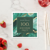 Serviette En Papier Emerald Green Gold Agate 100e fête d'anniversaire (En situation)