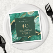 Serviette En Papier Emerald Green Gold Agate 40th Birthday Party
