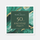 Serviette En Papier Emerald Green Gold Agate 50e fête d'anniversaire (Devant)