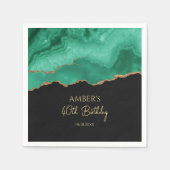 Serviette En Papier Emerald Green Gold Glitter  Watercolor Marble (Devant)