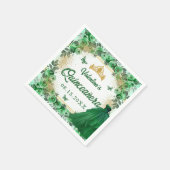 Serviette En Papier Emerald Green Gold Parties scintillant Floral Quin (Coin)
