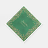 Serviette En Papier Emerald Green Gold Quinceañera Sweet 15 déjeuner (Coin)