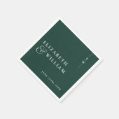 Serviette En Papier Emerald Green Minimalist Élégant Mariage Monogramm (Coin)