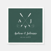 Serviette En Papier Emerald Green Moderne Monogram Mariage de golf (Devant)