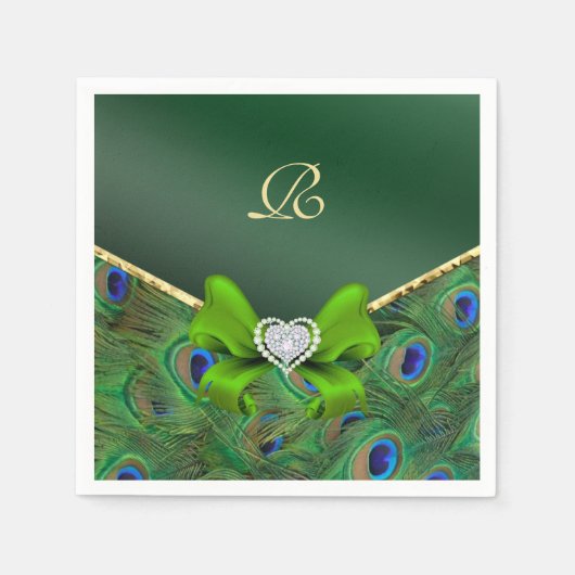 Serviette En Papier Emerald Green Peacock Mariage Papier de partie Nap (Devant)