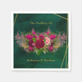 Serviette En Papier Emerald Green Peony Rose Mariage (Devant)