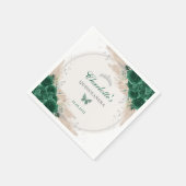 Serviette En Papier Emerald Green Silver Quinceanera Miss Quince 15 (Coin)