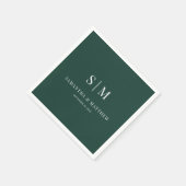 Serviette En Papier Emerald Green Simple Couple Initiales Mariage (Coin)