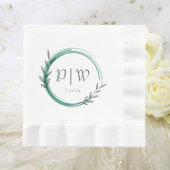 Serviette En Papier Emerald Green Simple Wreath Mariage