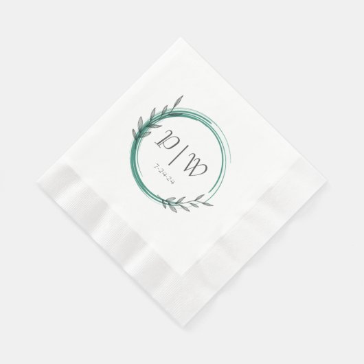 Serviette En Papier Emerald Green Simple Wreath Mariage (Coin)
